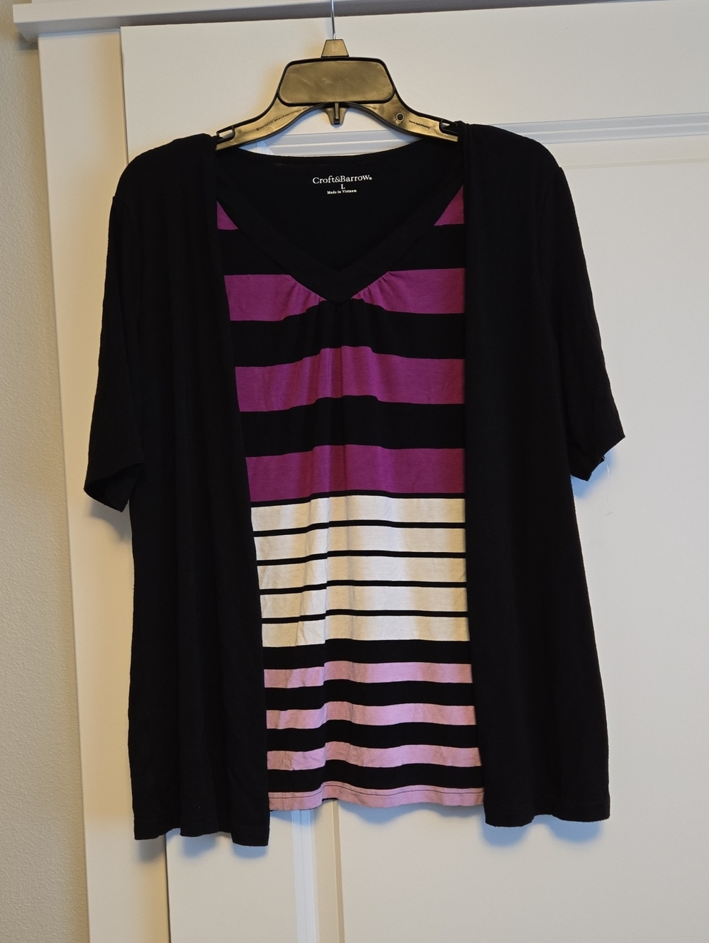 Like-new Croft & barrow Black Layered Look V-Neck Top